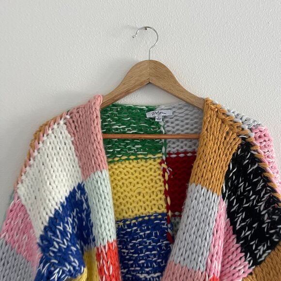 Polagram Chunky Knit Colorful Patchwork Style Cardigan - Picture 4 of 11